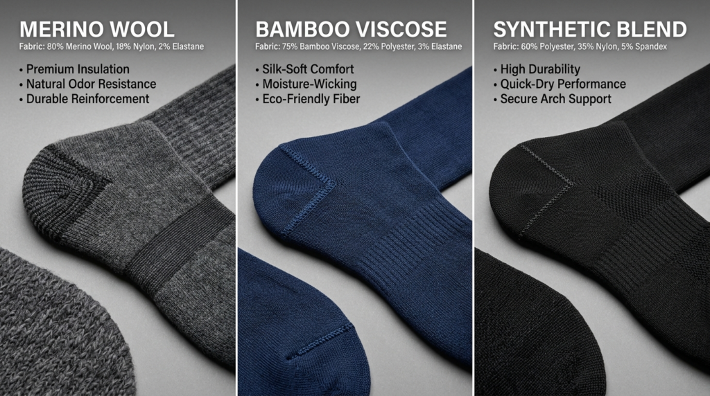 Close-up product detail photography of premium mens socks s