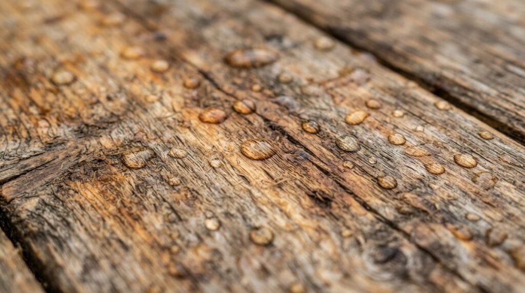 Close-up macro photograph of wooden terrace board surface, 1